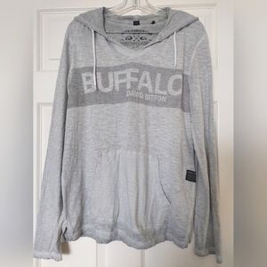 Womans Gray Med Hoodie Pull Over Long Sleeve Kangaroo Pckt Buffalo David Bitton